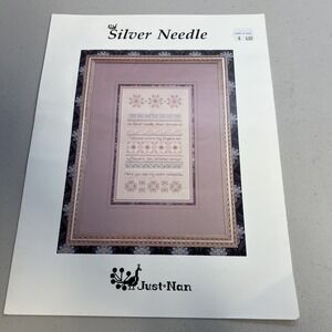 Just Nan Silver Needle Cross Stitch Chart Pattern Leaflet Pink Floral Vintage